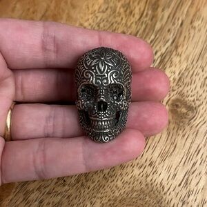 Sterling Silver and Black Diamond Skull Ring